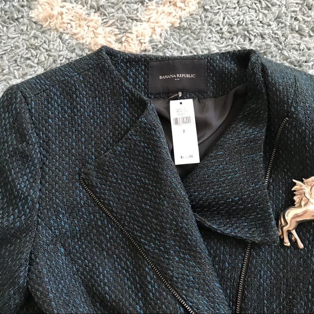 NWT Banana Republic Green & Black Blazer 2 - Picture 2 of 2